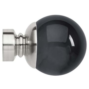 Rolls Neo Premium Smoke Grey Ball Finials for 35mm Curtain Poles (Pair)